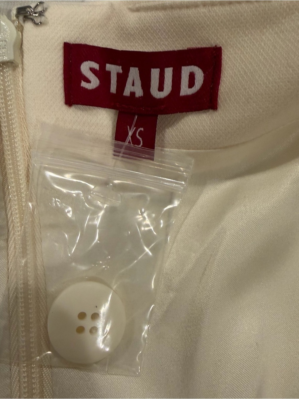 STAUD Cream Button Front Sleeveless Midi Dress XS NWOT - Picture 6 of 8